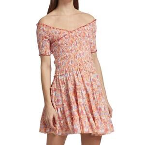 Poupette St Barth Soledad Off The Shoulder Floral Mini Dress Medium NWT